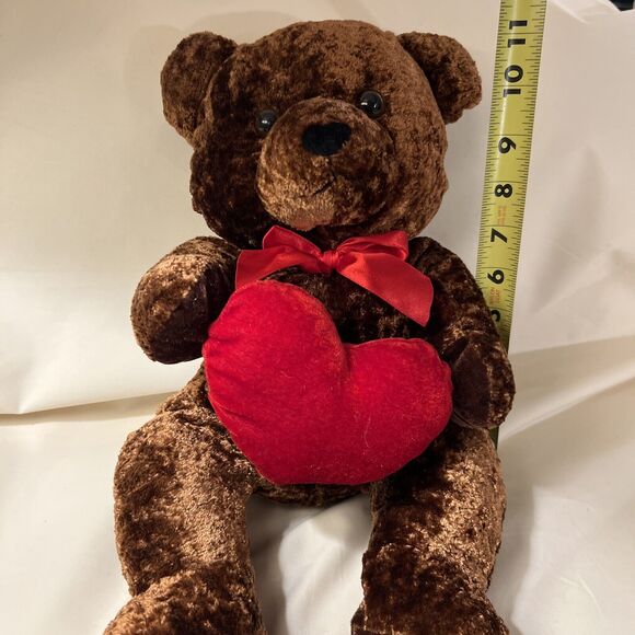 Vintage 2002 Nanco Nancy Sales Brown Plush Stuffed Animal Bear Holding Red Heart - Picture 2 of 8